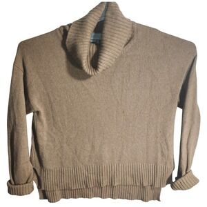 Anthropologie Tan Cowl Neck Knit Sweater Womens Large Oversized Cozy FLAWS